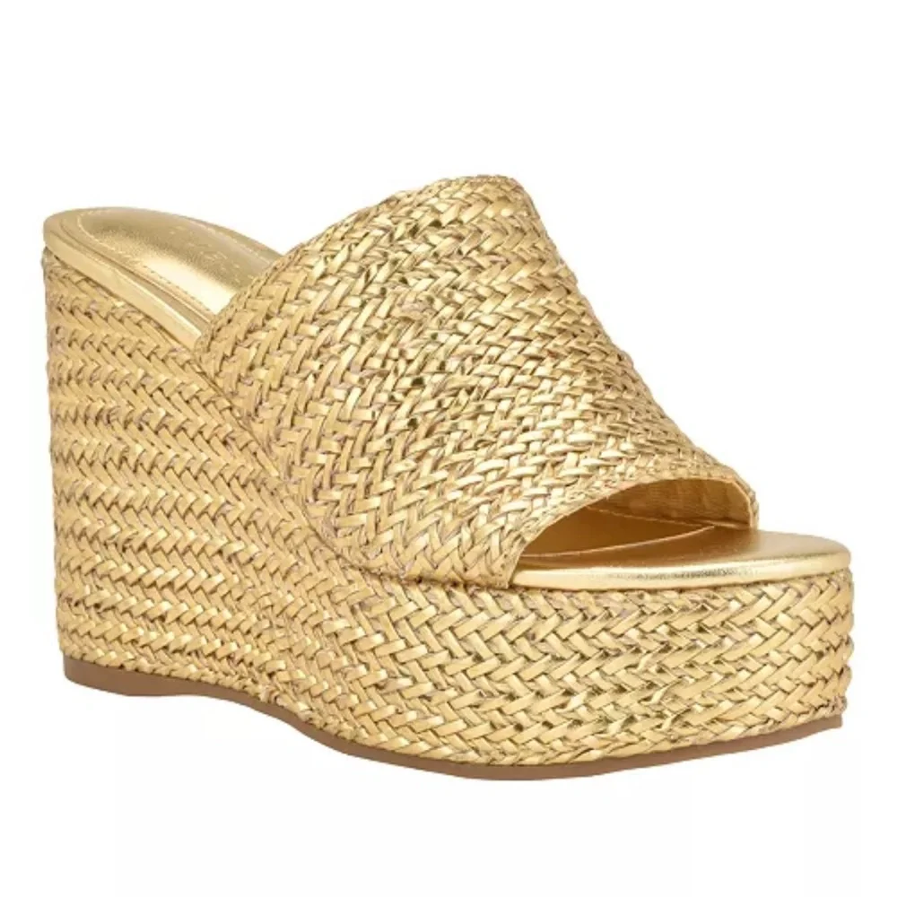 GUESS Gold Yenisa Platform Wedge Sandals